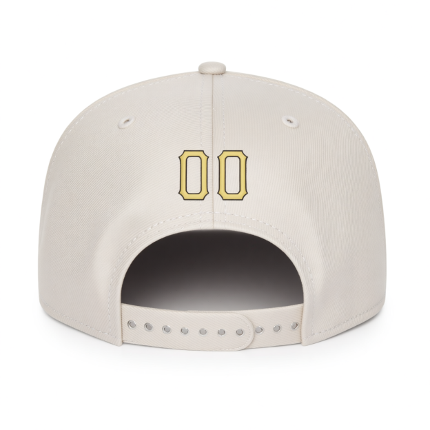 Custom White & Cream/Black Stitched Adjustable Snapback Hat