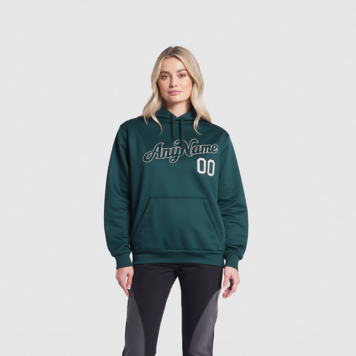 Custom Midnight Green & Grey Pullover Sports Sweatshirt Hoodie