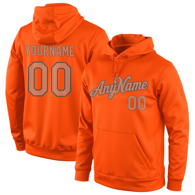 Custom Orange & Pink/Grey Pullover Sports Sweatshirt Hoodie