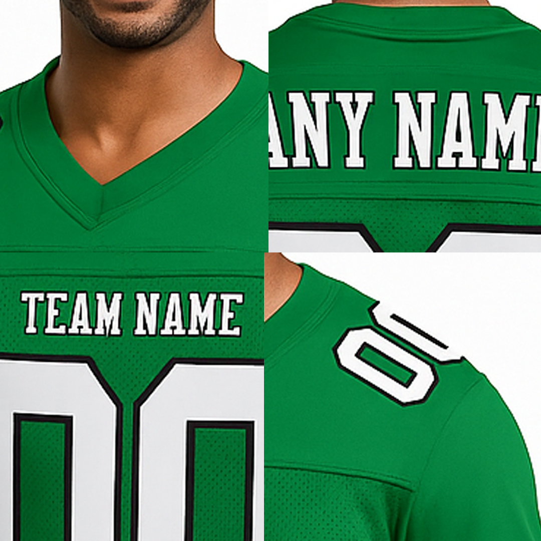 Custom Kelly Green & White/Black Football Jersey