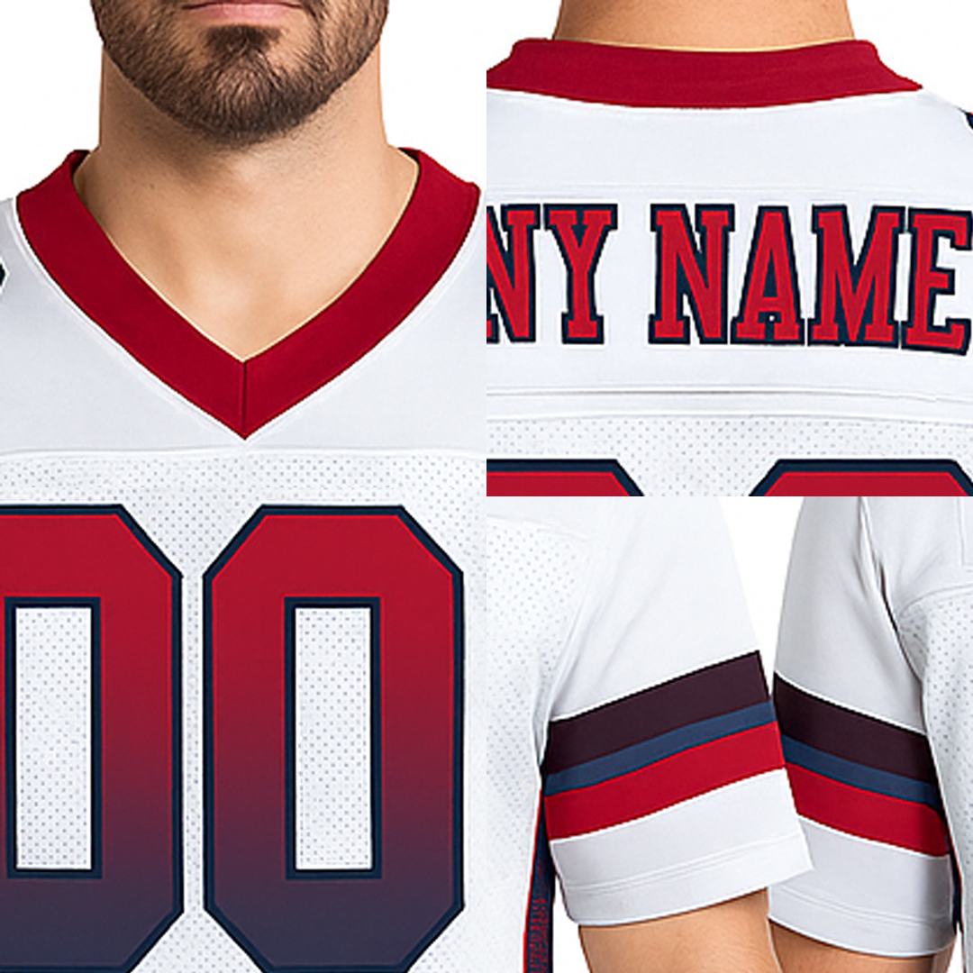 Custom White & Red/Blue Football Jersey