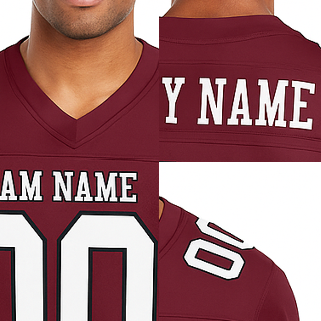 Custom Burgundy & White/Black Football Jersey