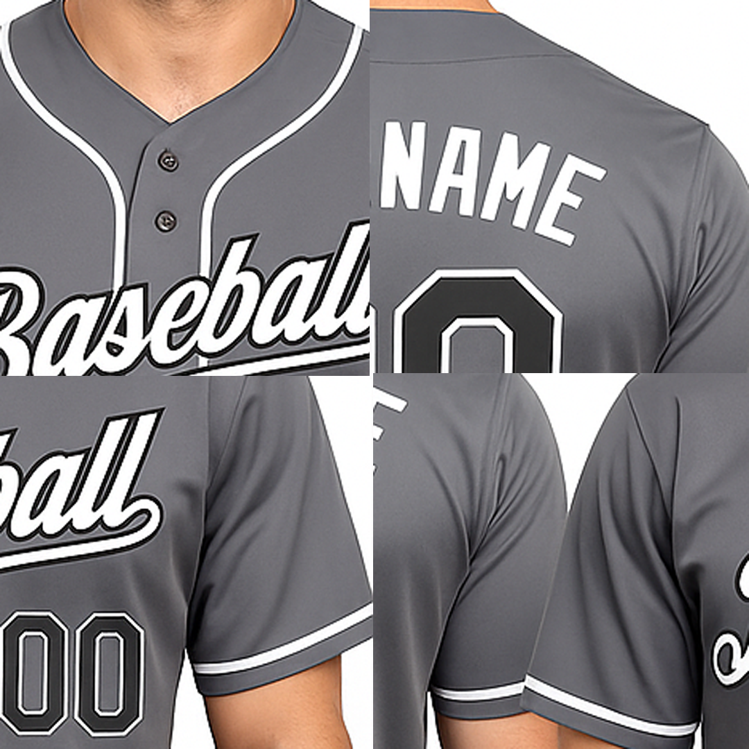 Custom Grey & White/Black Baseball Jersey