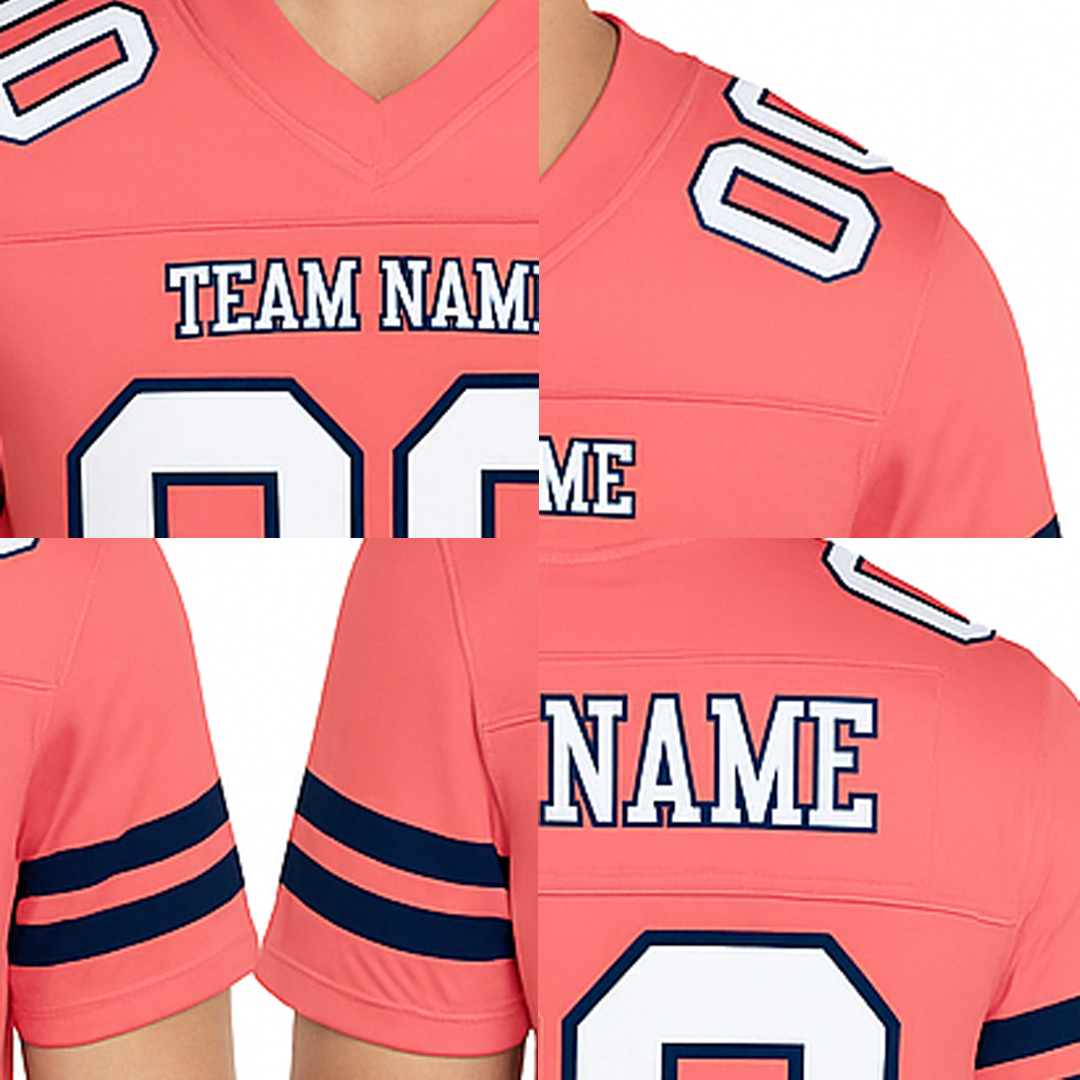 Custom Coral Pink & Navy Football Jersey