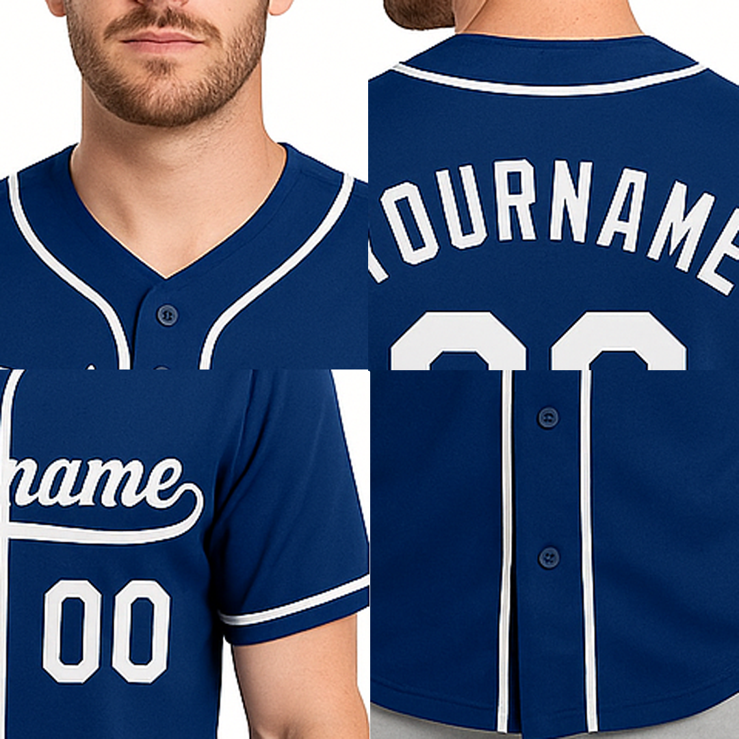Custom Royal & White Baseball Jersey