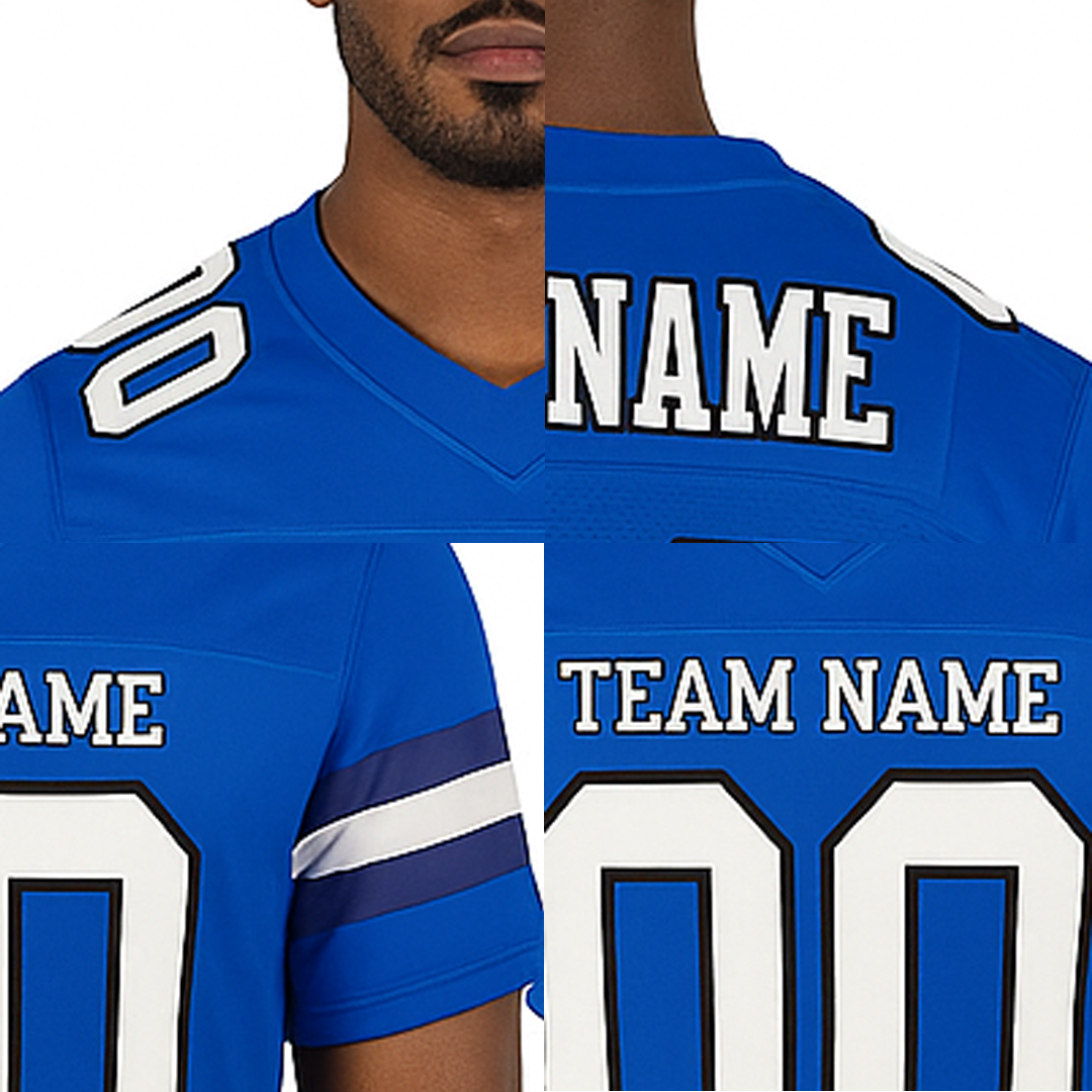 Custom Royal & White/Black Football Jersey