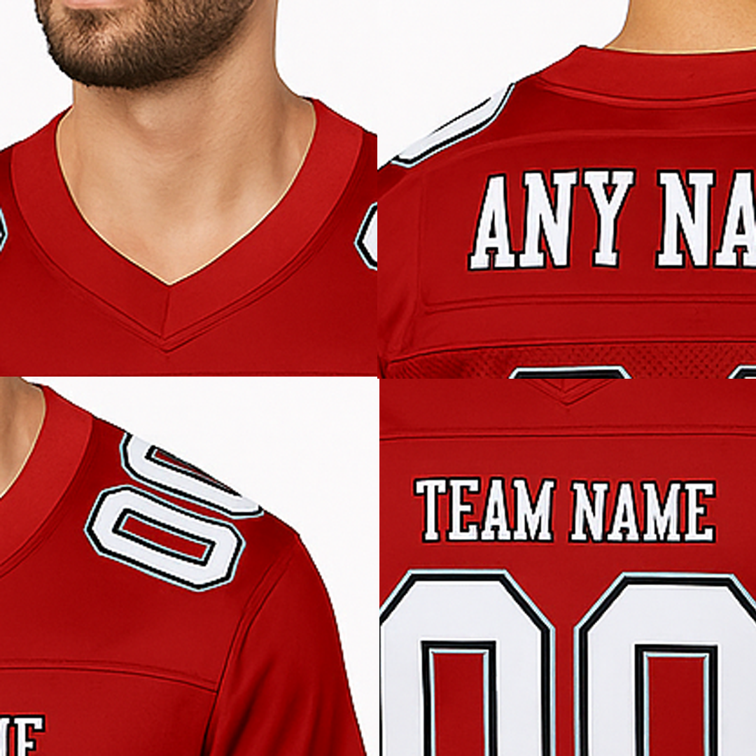 Custom Red & White/Black Football Jersey
