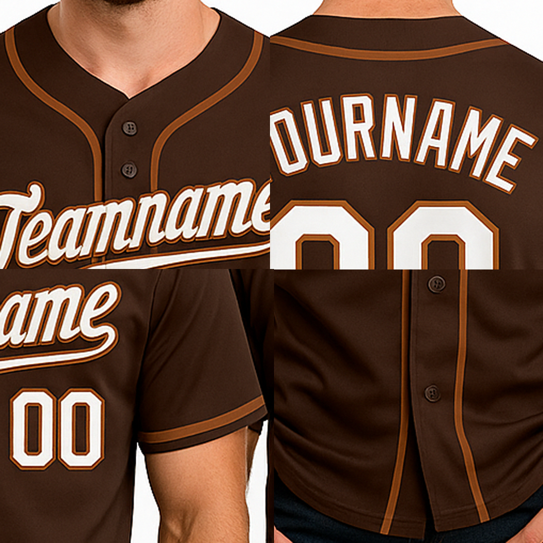 Custom Brown & White Baseball Jersey
