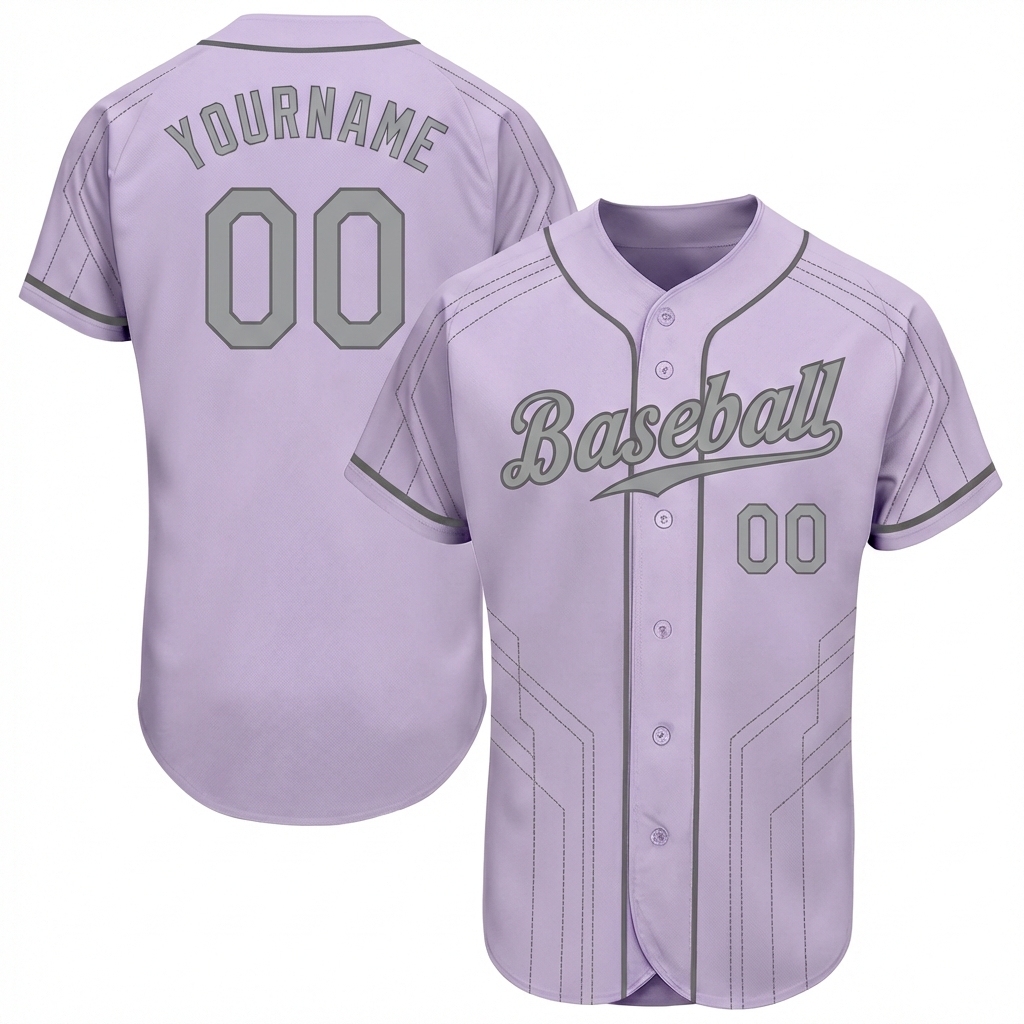 Custom Purple & Grey Pattern Baseball Jersey