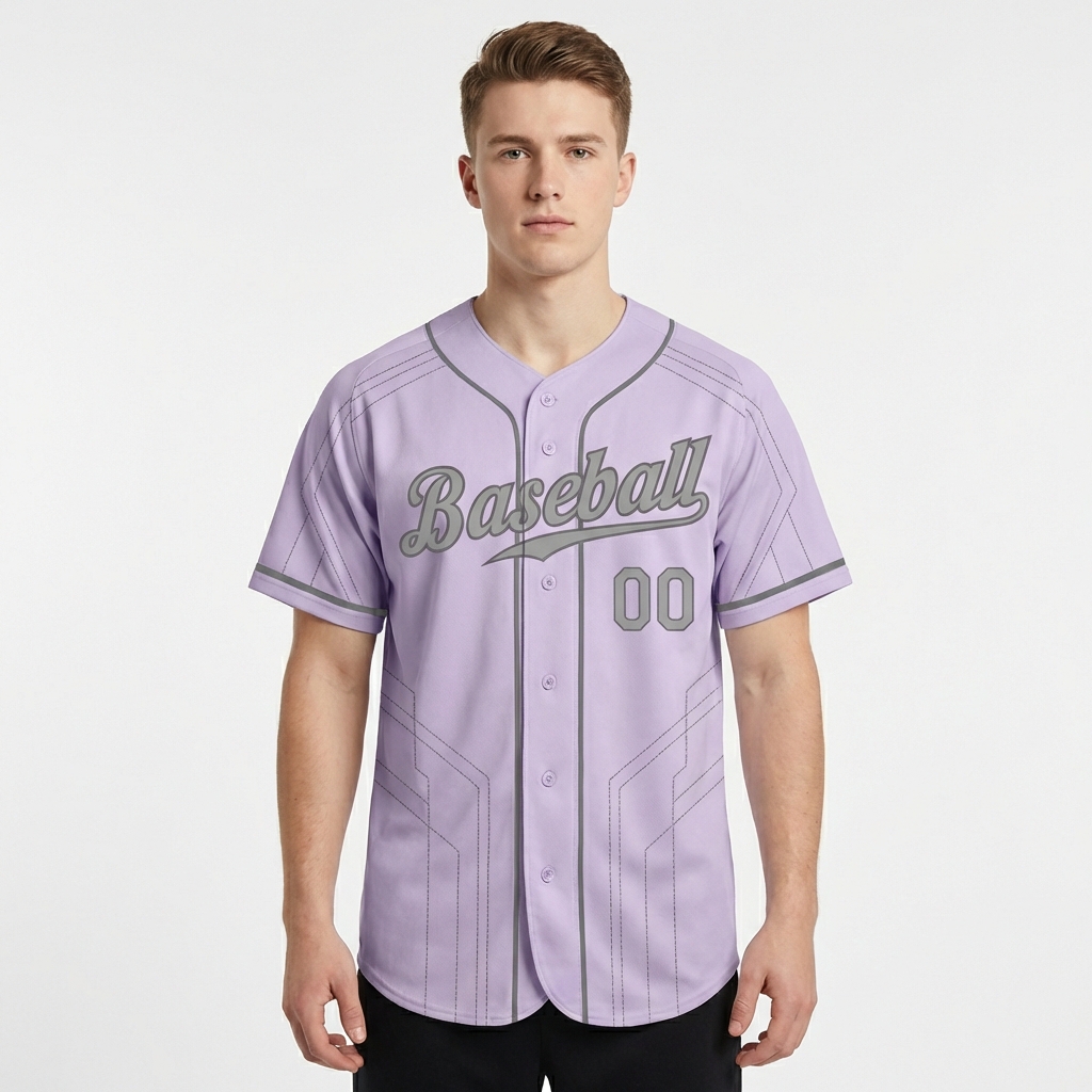 Custom Purple & Grey Pattern Baseball Jersey