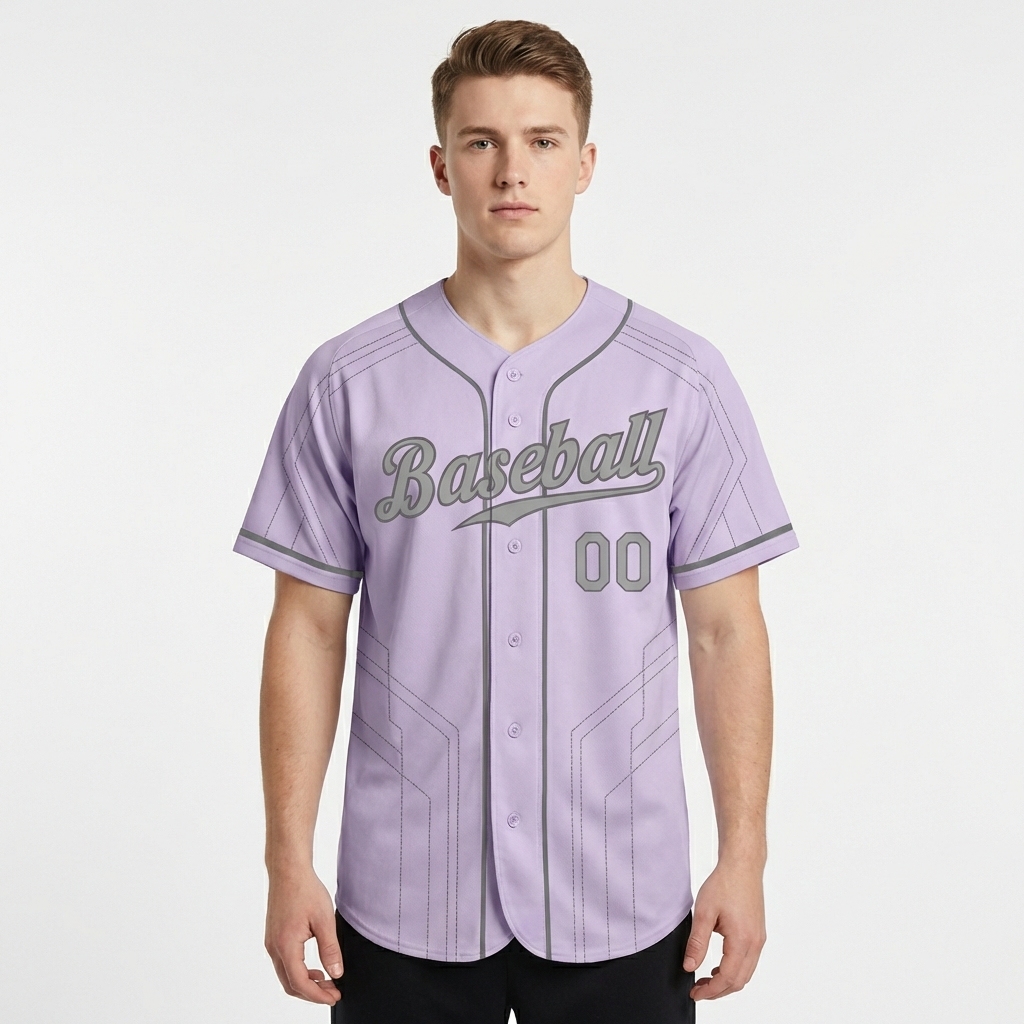 Custom Purple & Grey Pattern Baseball Jersey