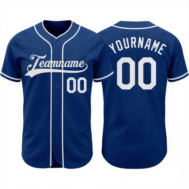 Custom Royal & White Baseball Jersey