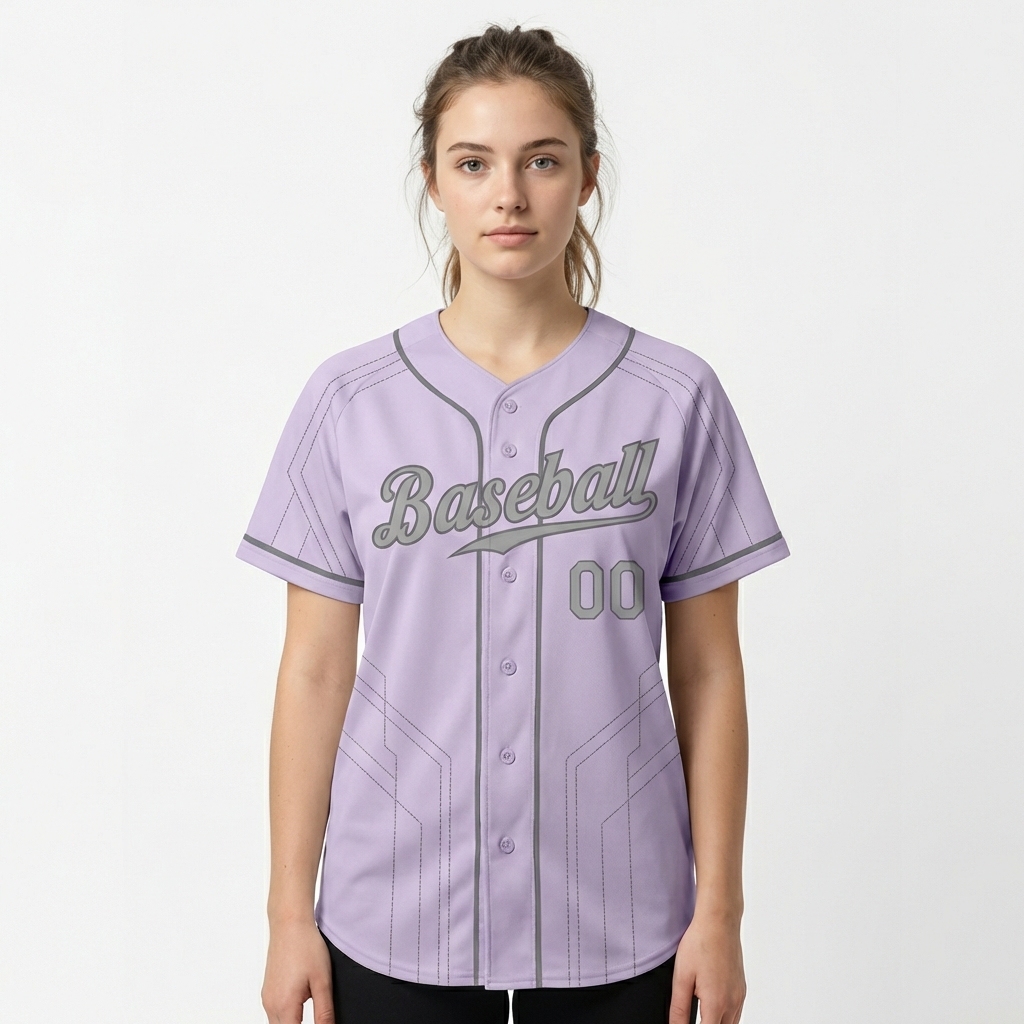 Custom Purple & Grey Pattern Baseball Jersey