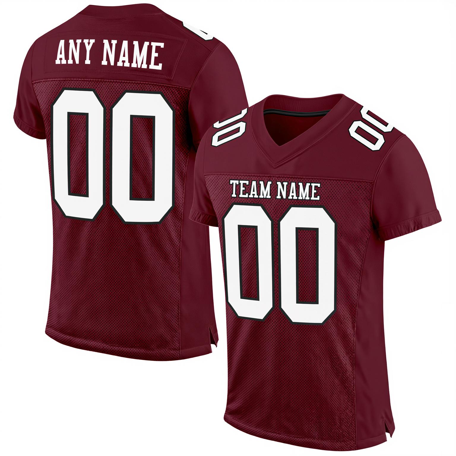 Custom Burgundy & White/Black Football Jersey
