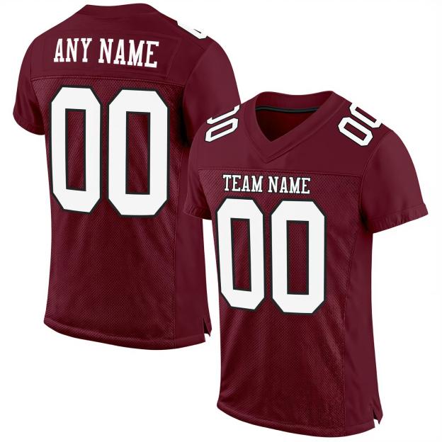 Custom Burgundy & White/Black Football Jersey