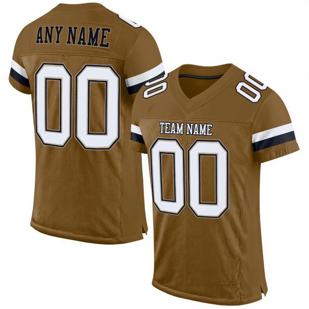 Custom Golden Brown & White/Black Football Jersey