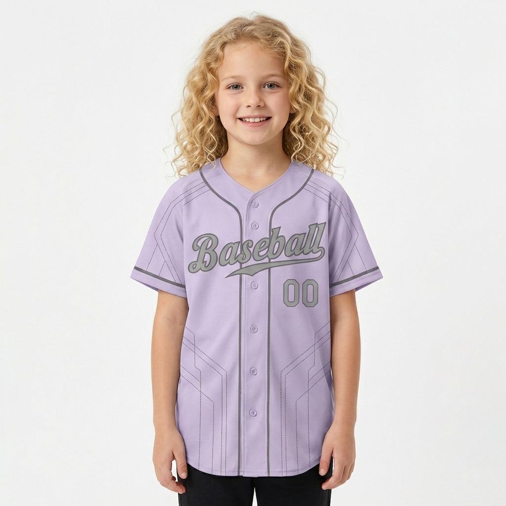 Custom Purple & Grey Pattern Baseball Jersey