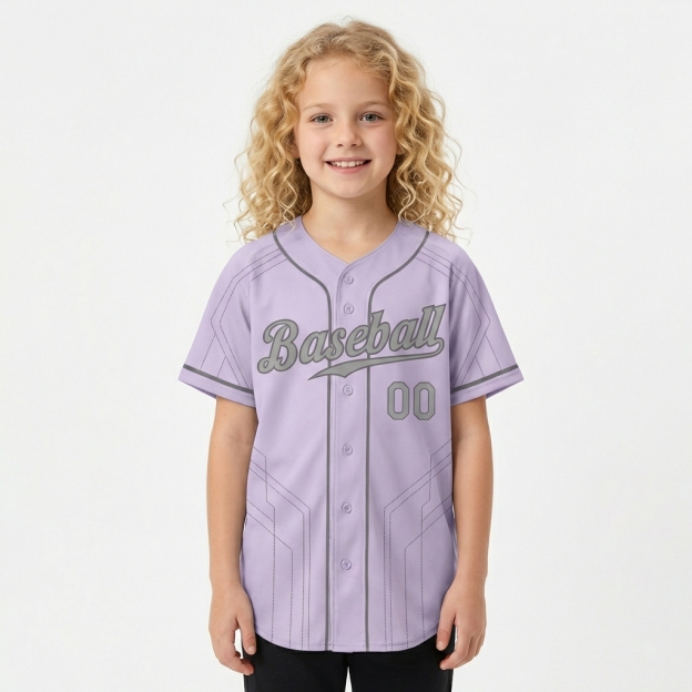 Custom Purple & Grey Pattern Baseball Jersey