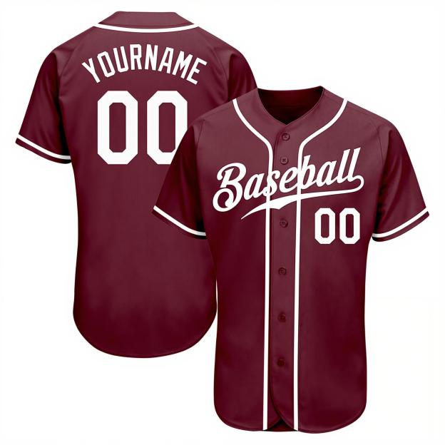 Custom Burgundy & White Baseball Jersey
