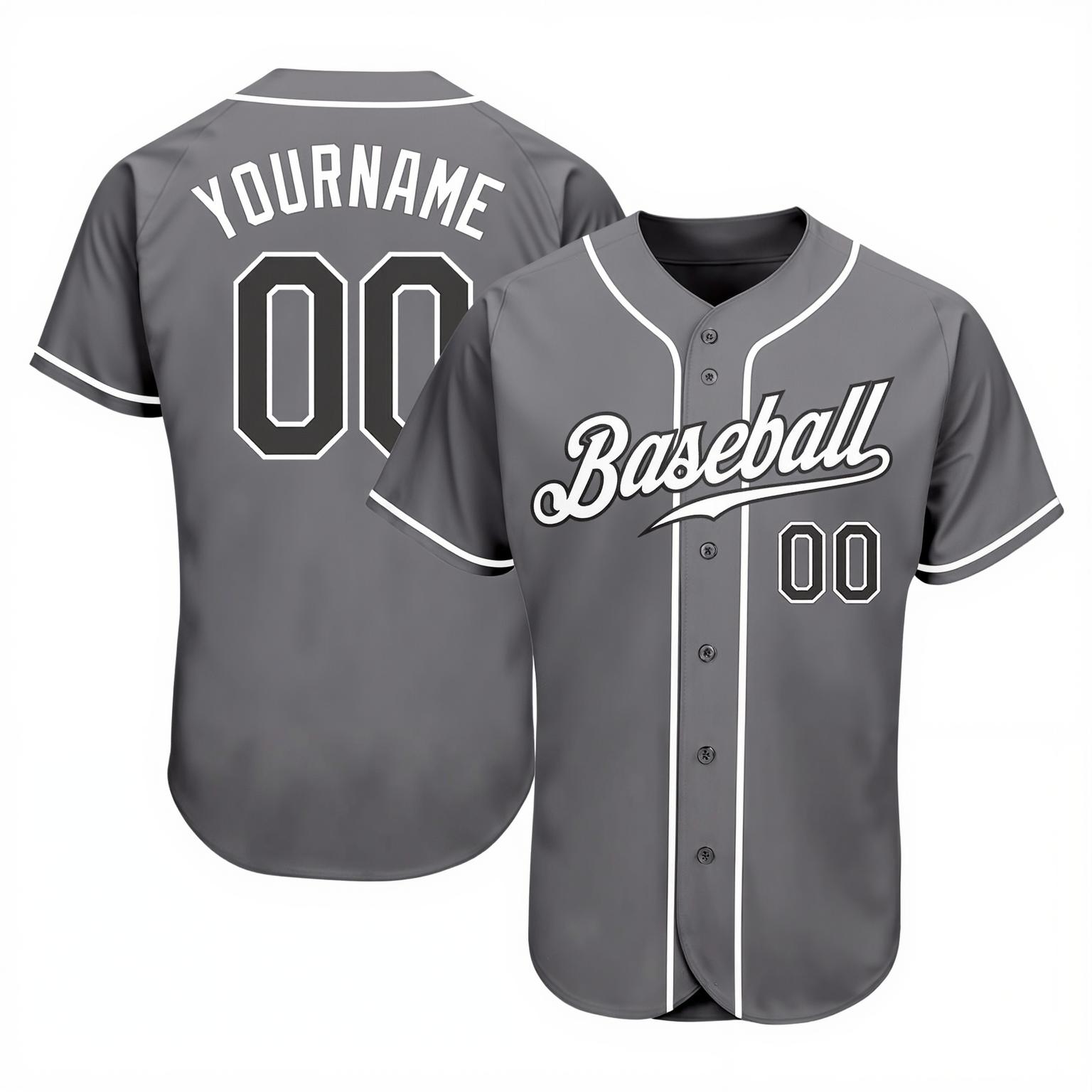 Custom Grey & White/Black Baseball Jersey