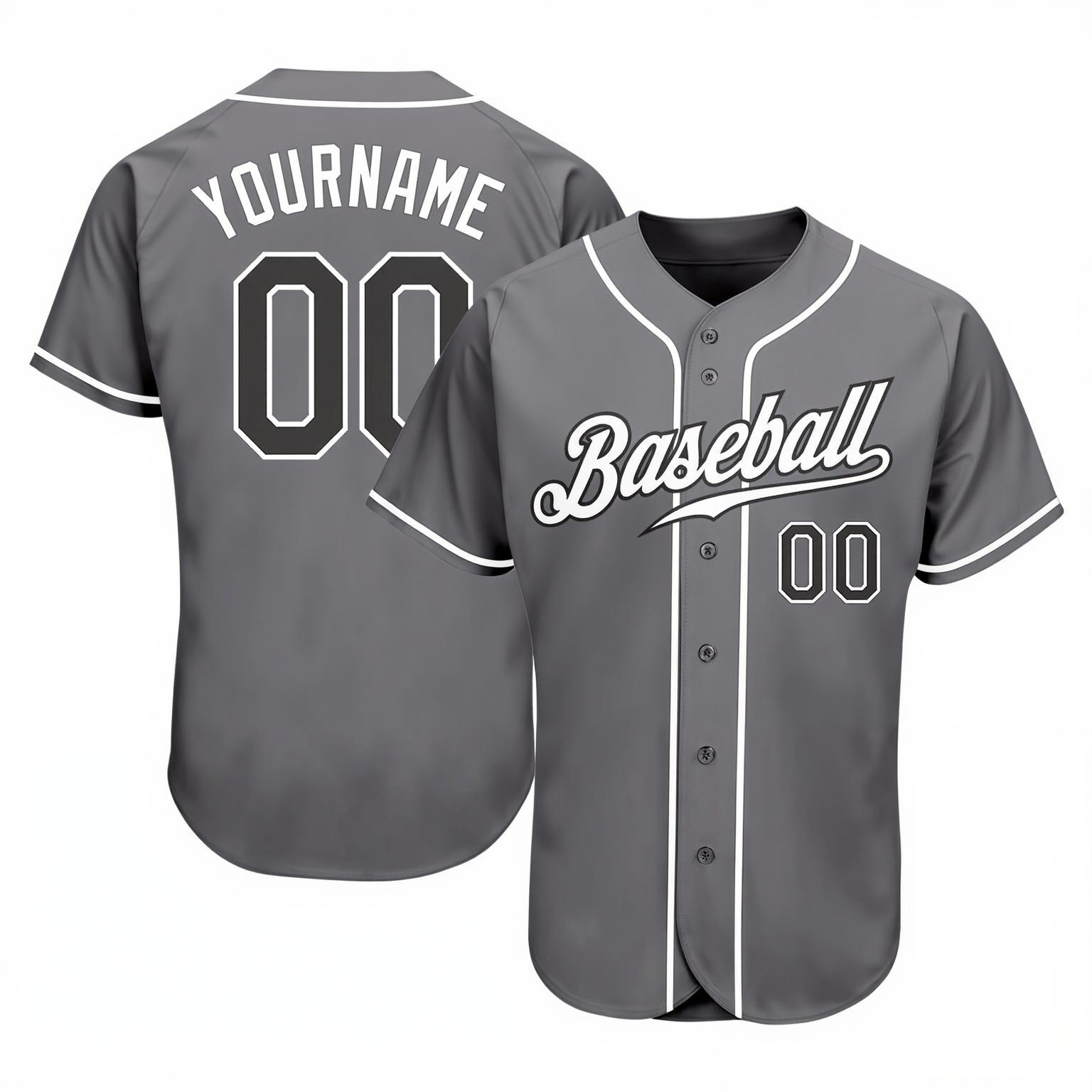 Custom Grey & White/Black Baseball Jersey