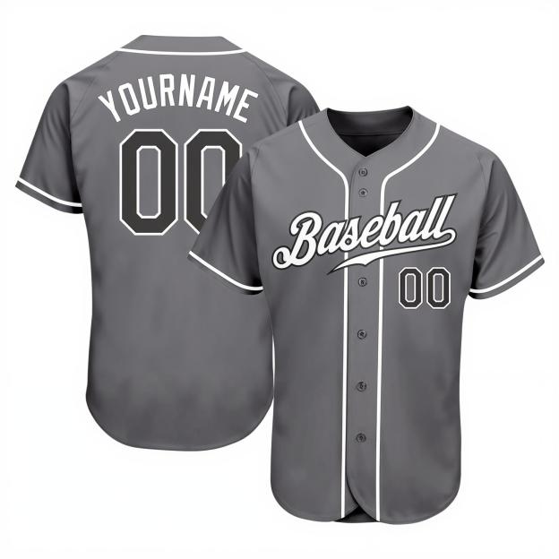 Custom Grey & White/Black Baseball Jersey