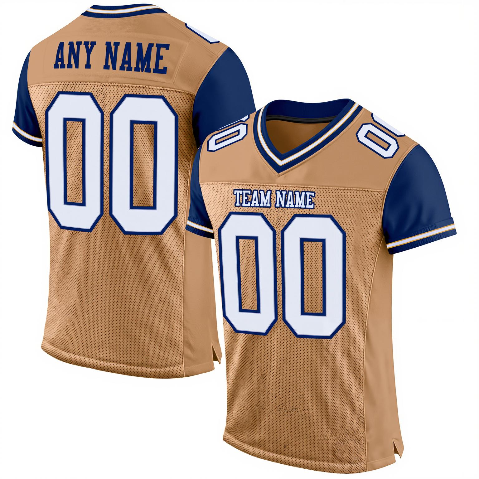 Custom Old Gold & Royal/White Throwback Football Jersey