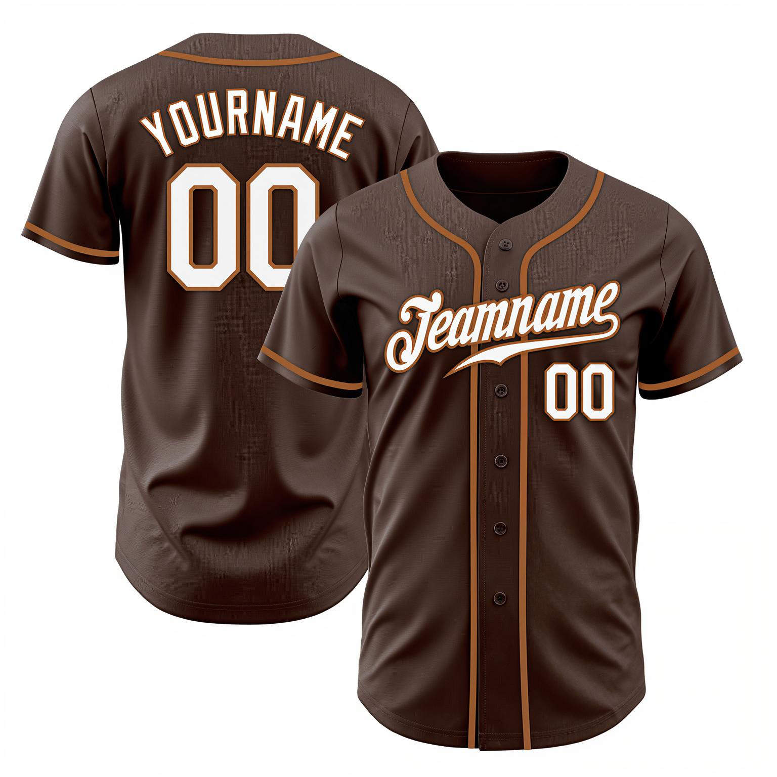Custom Brown & White Baseball Jersey