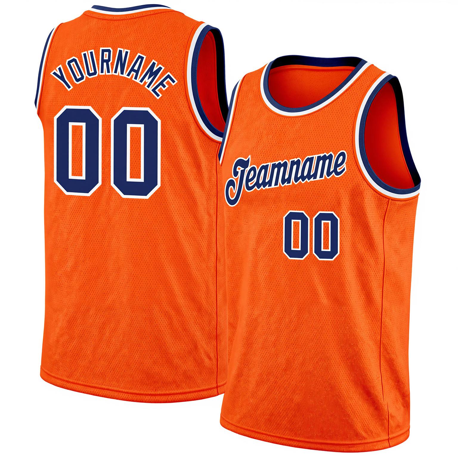 Custom Orange & Navy/White Basketball City Edition Jersey