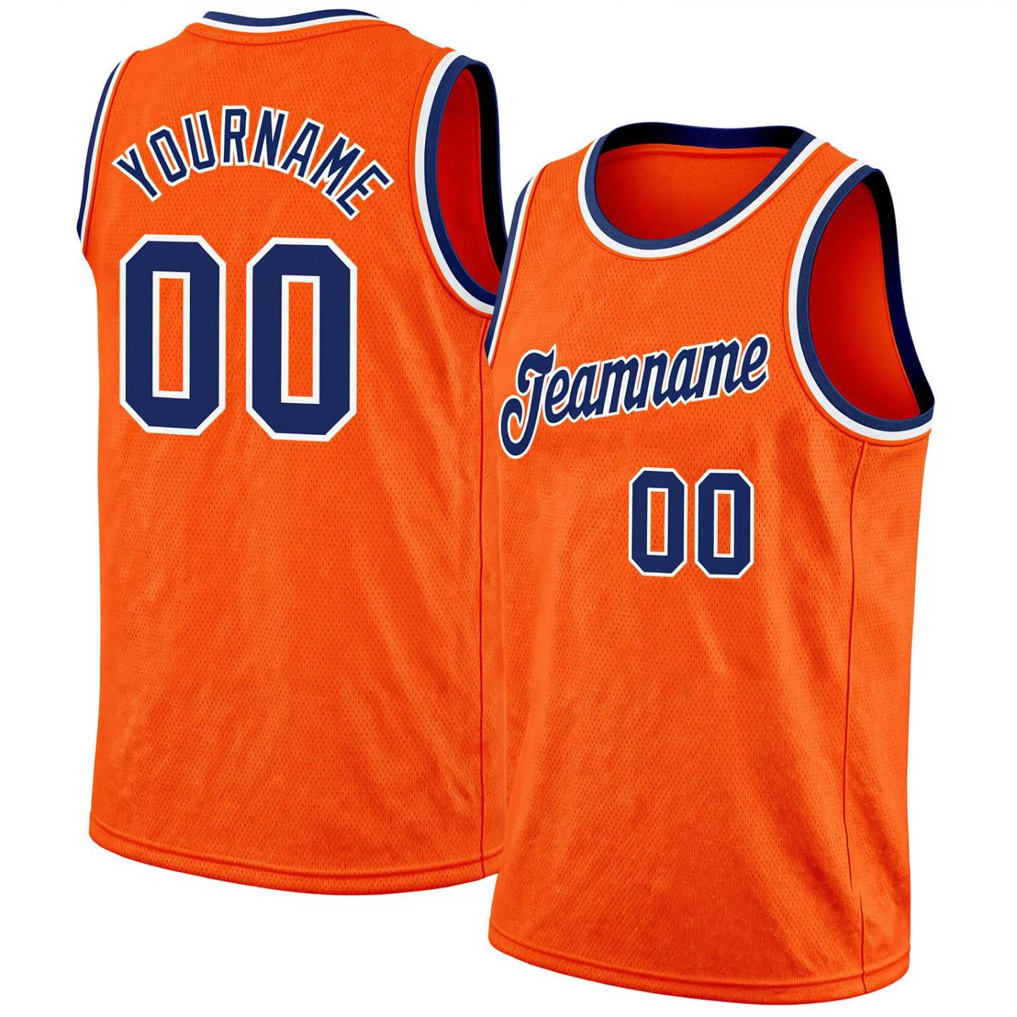 Custom Orange & Navy/White Basketball City Edition Jersey