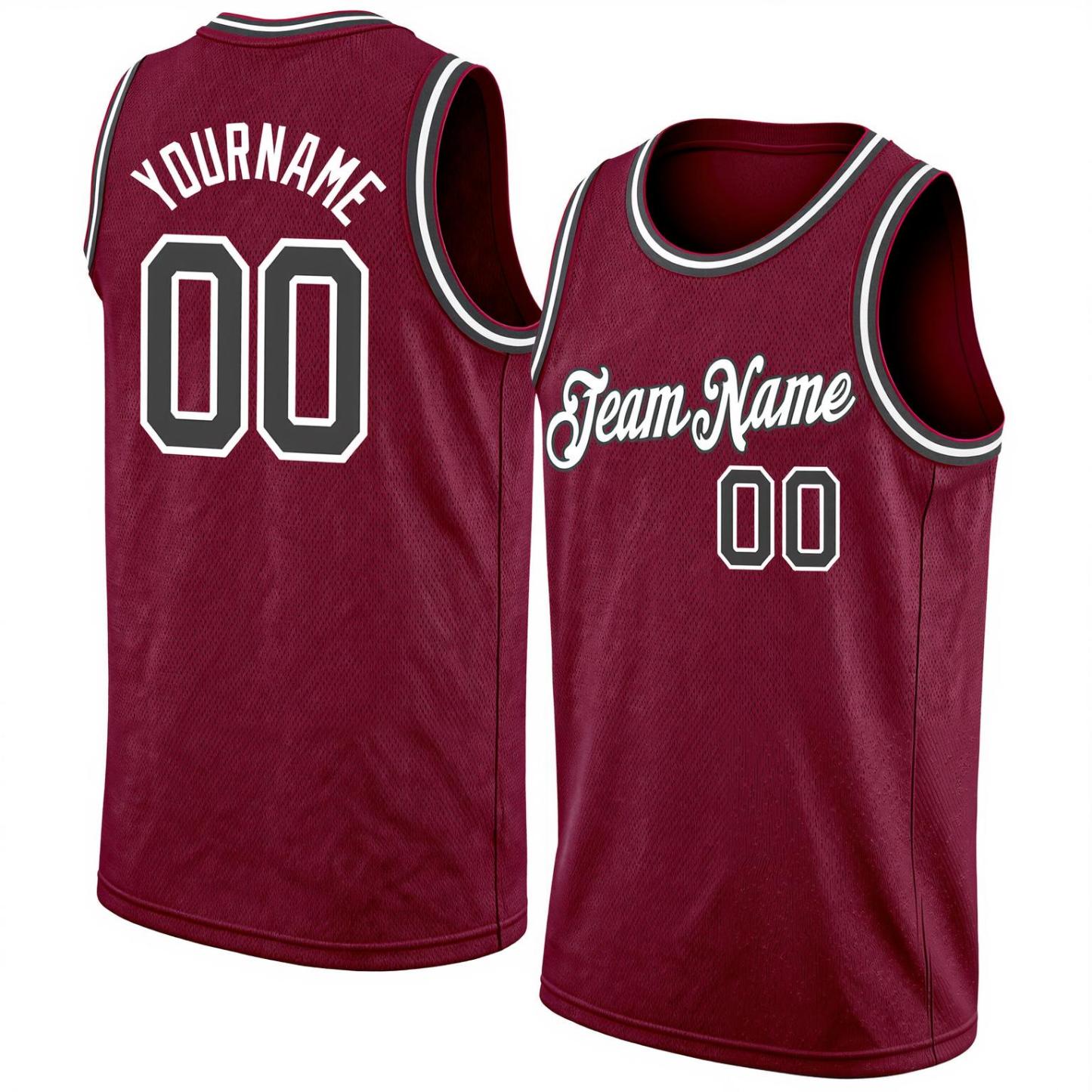 Custom Burgundy & White/Navy Basketball City Edition Jersey