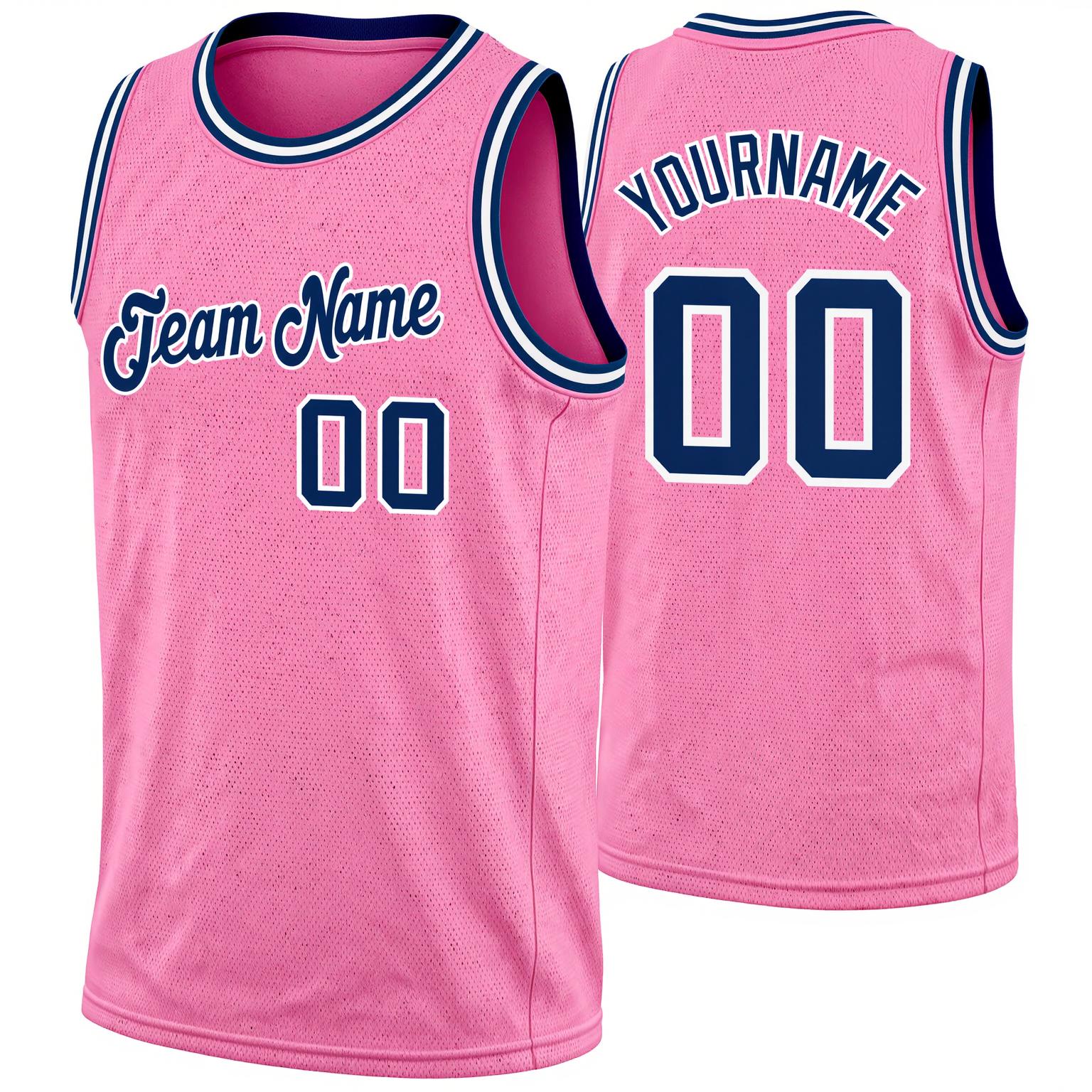 Custom Pink & Navy/White Basketball City Edition Jersey