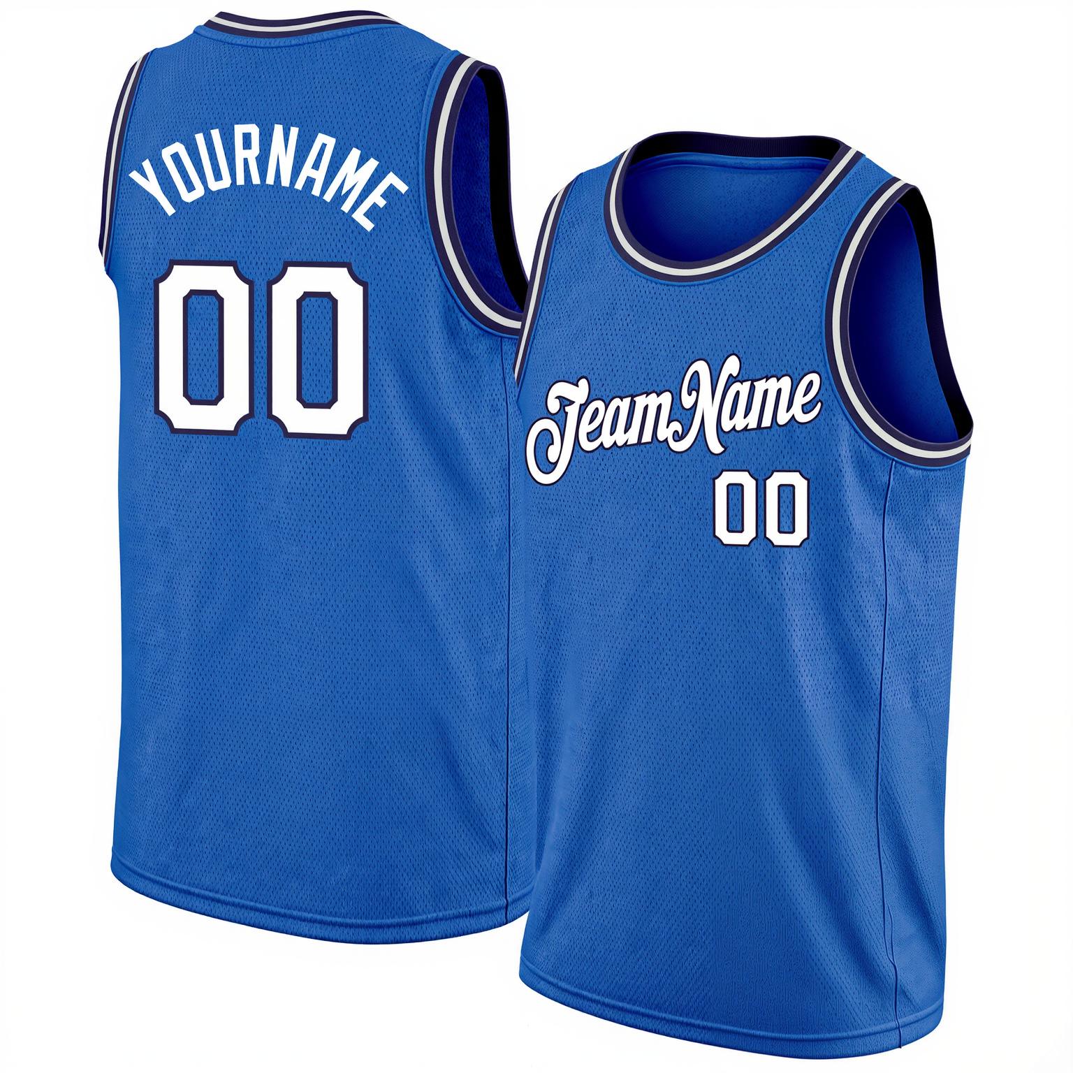 Custom Blue & White/Black Basketball City Edition Jersey