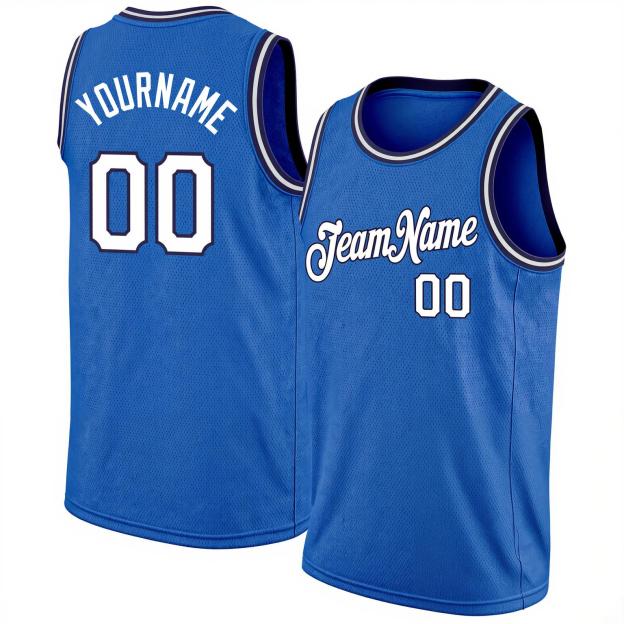 Custom Blue & White/Black Basketball City Edition Jersey
