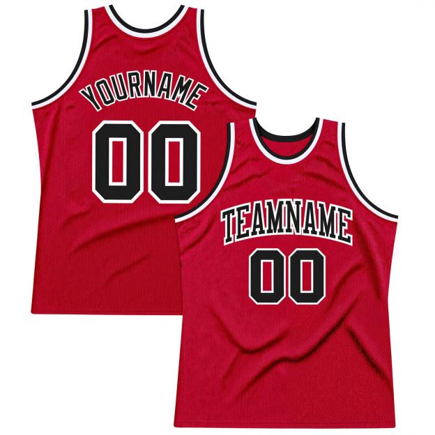 Custom Red & Black/White Basketball Throwback Jersey