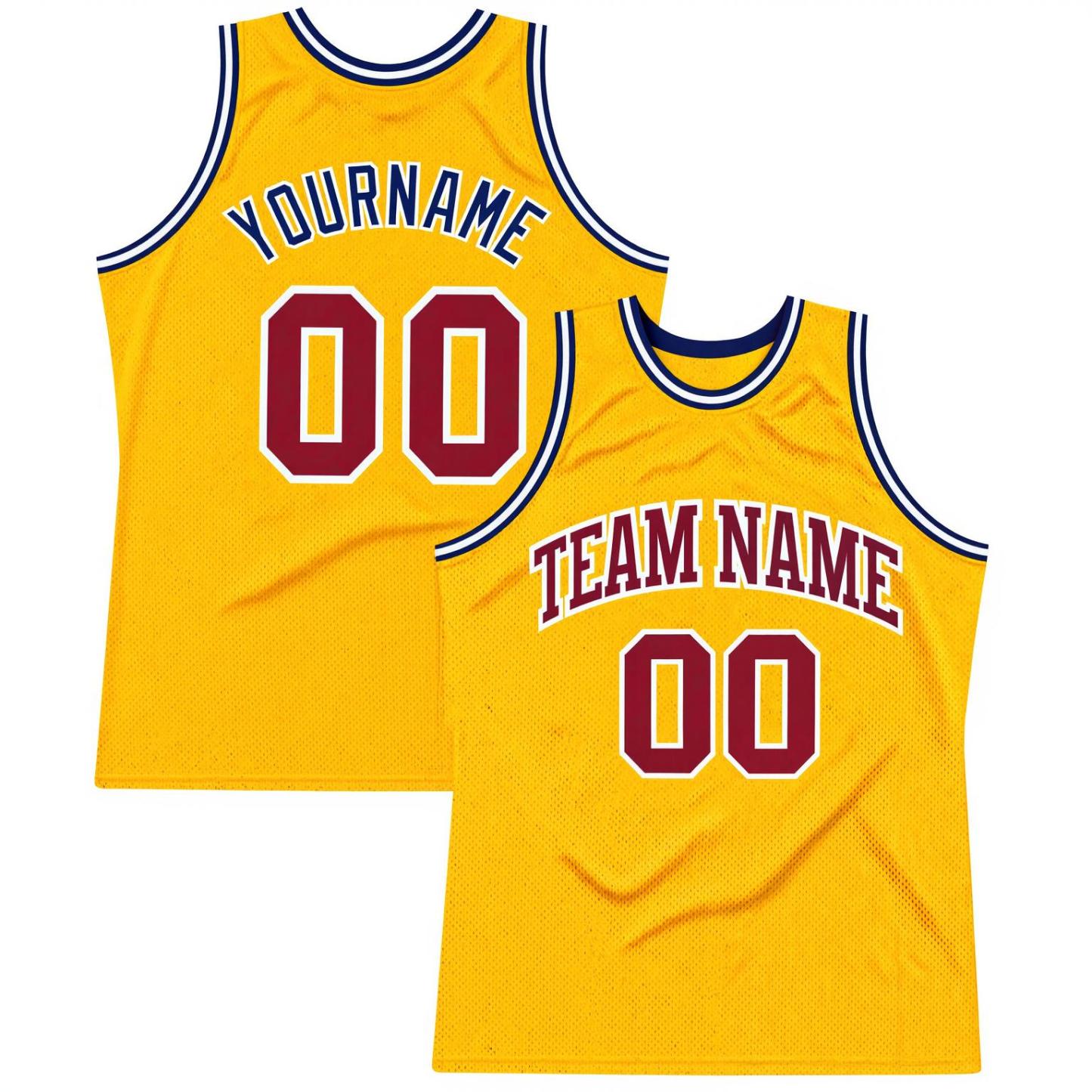 Custom Yellow & Burgundy/White Basketball Throwback Jersey