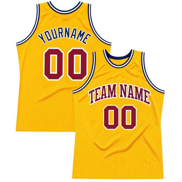 Custom Yellow & Burgundy/White Basketball Throwback Jersey