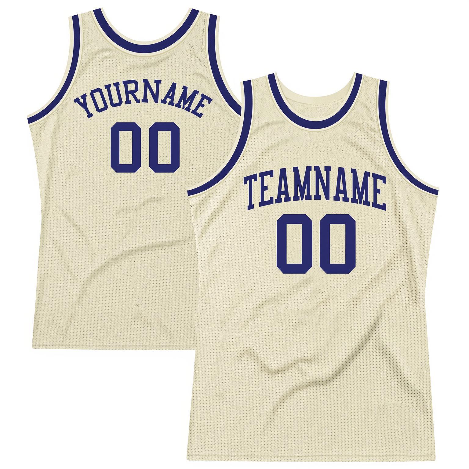 Custom Cream & Royal Blue Basketball Throwback Jersey