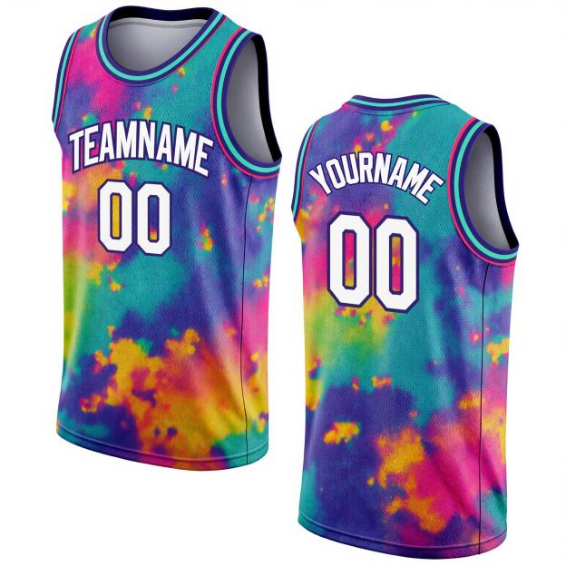 Custom Tie Dyes White & Purple Basketball City Edition Jersey