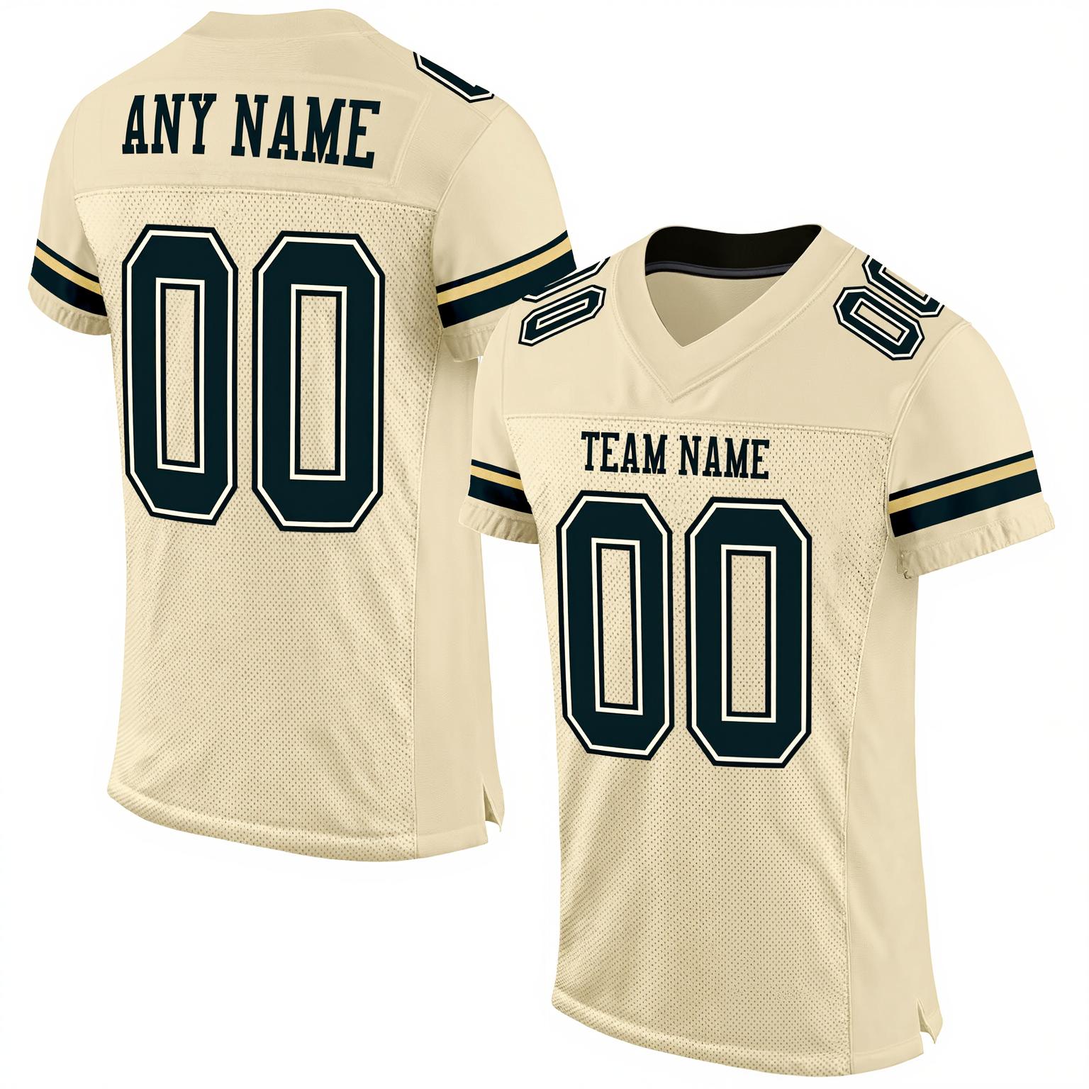 Custom Cream & Navy/White Football Jersey