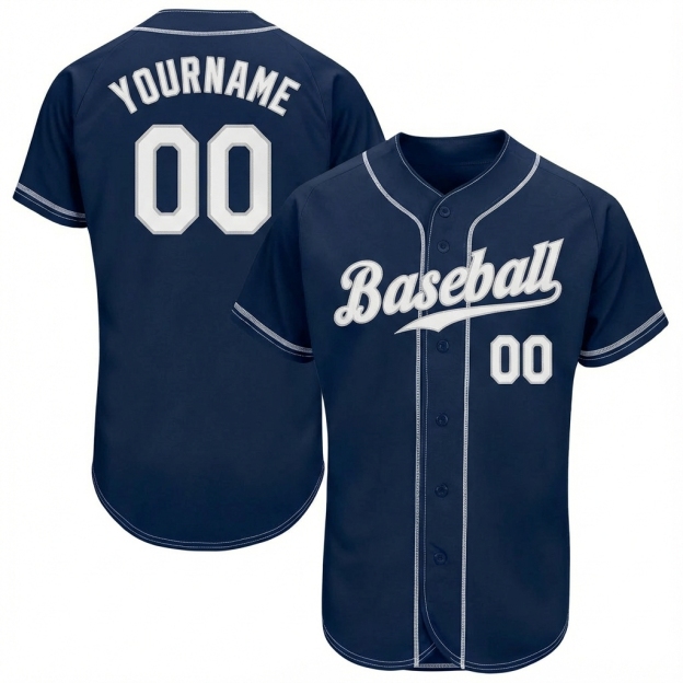 Custom Navy & White Baseball Jersey
