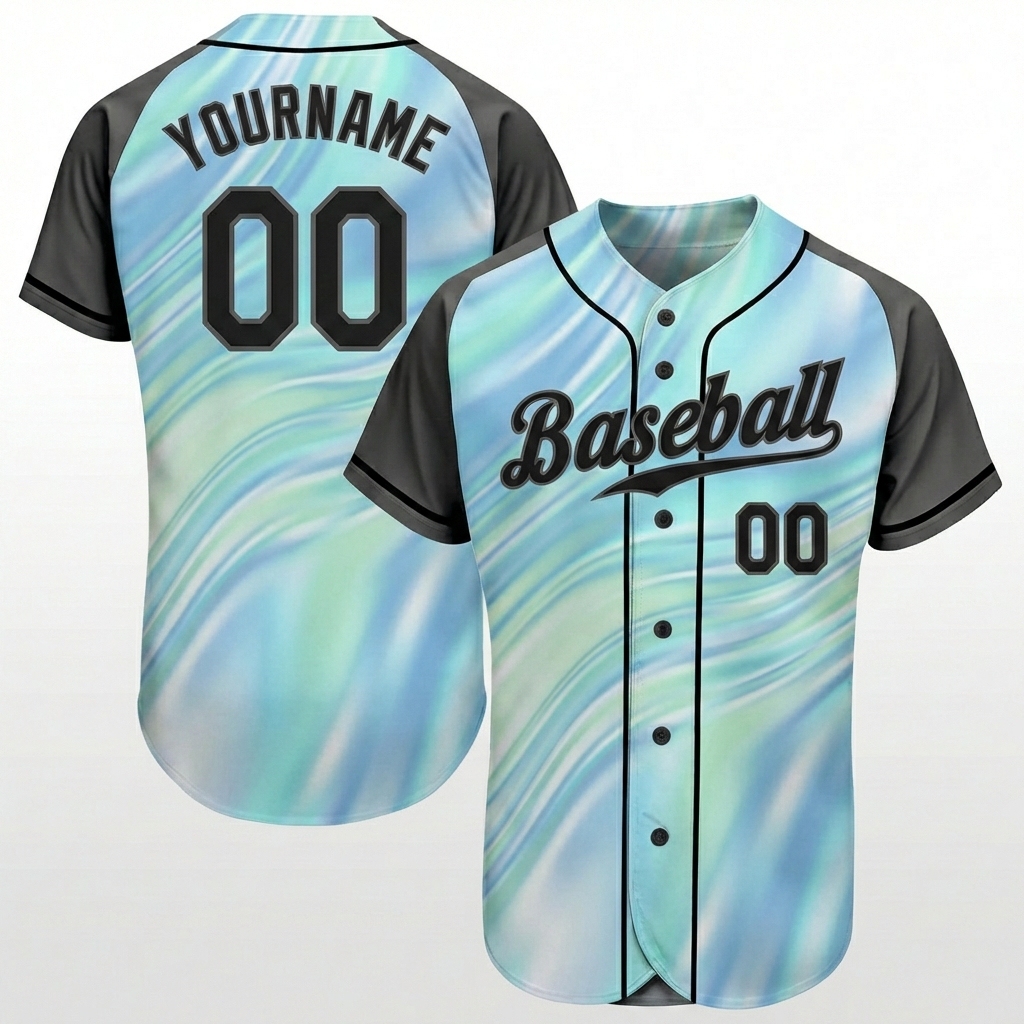 Custom Blue & Black Tie Dye Baseball Jersey