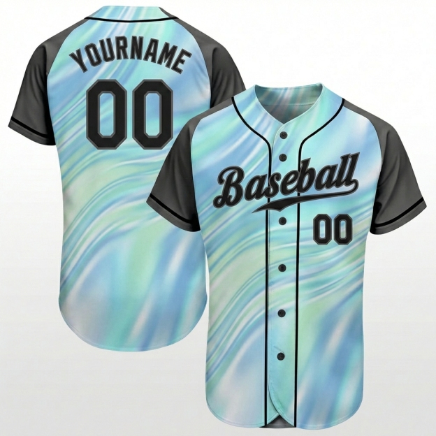 Custom Blue & Black Tie Dye Baseball Jersey