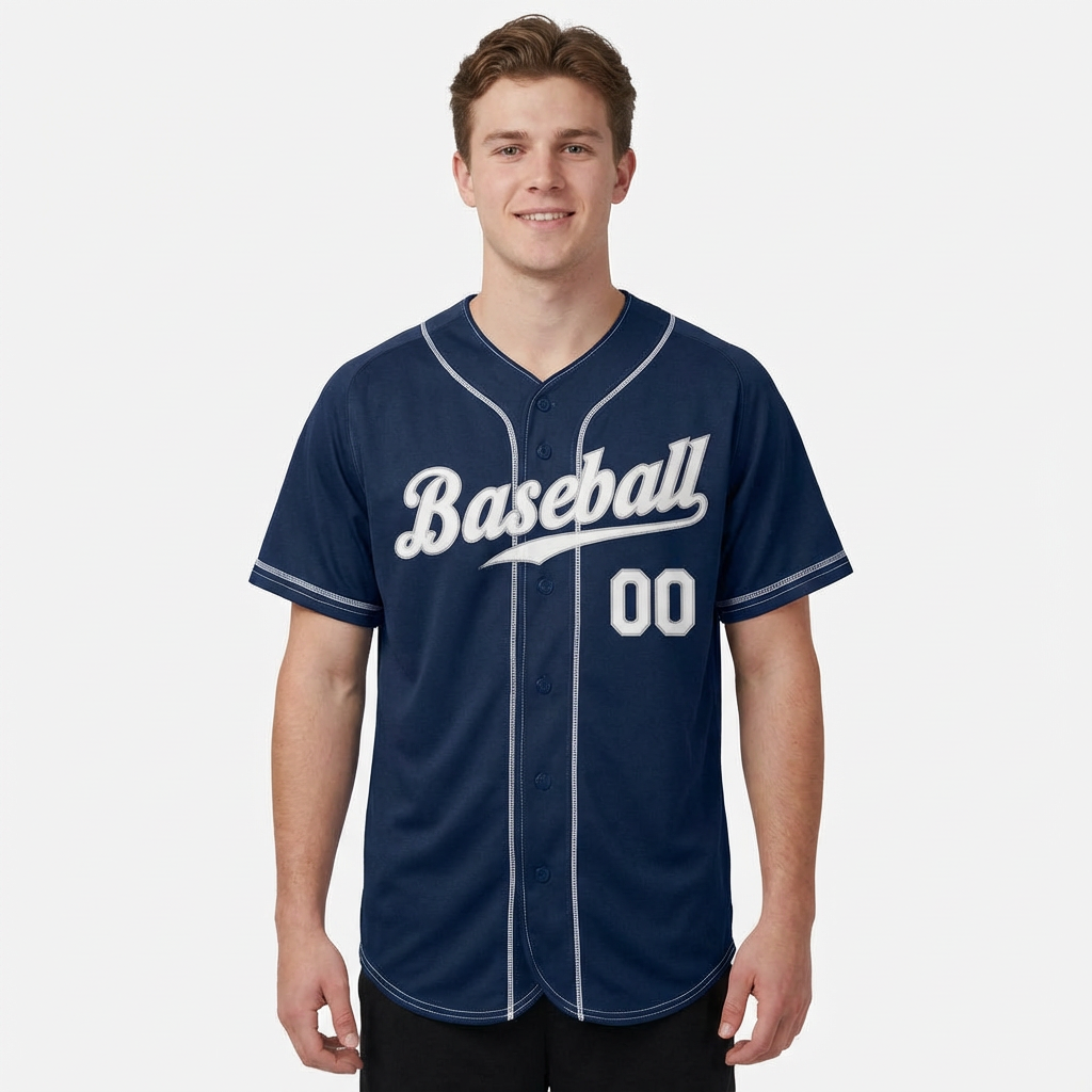 Custom Navy & White Baseball Jersey