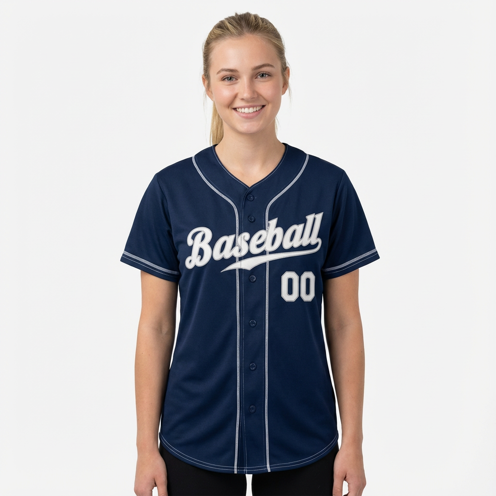Custom Navy & White Baseball Jersey