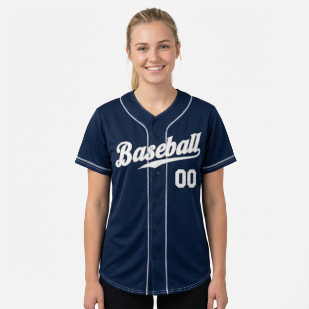 Custom Navy & White Baseball Jersey