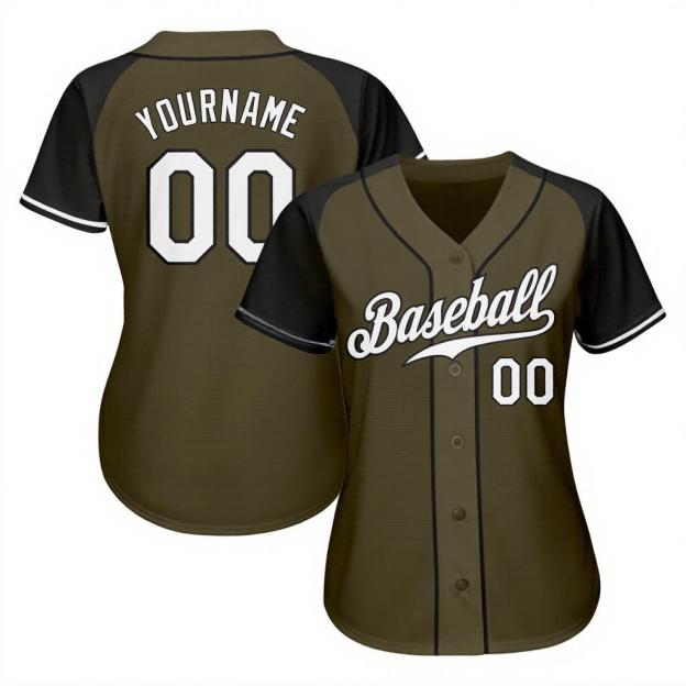 Custom Olive & White/Navy Baseball Jersey