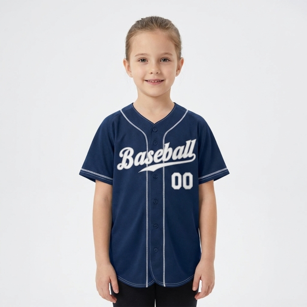 Custom Navy & White Baseball Jersey