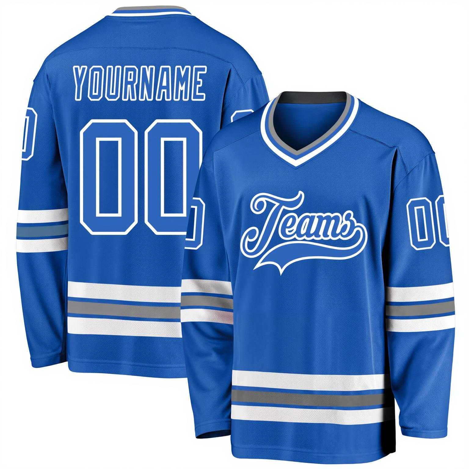 Custom Royal Blue & White Hockey Jersey