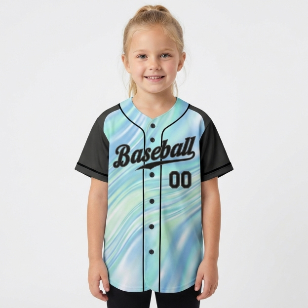 Custom Blue & Black Tie Dye Baseball Jersey